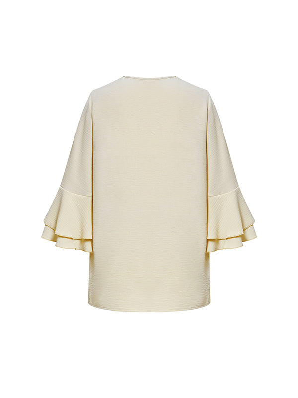 xakxx Half Sleeves Loose Solid Color V-Neck T-Shirts Tops