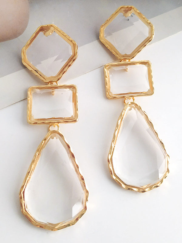 xakxx Geometric Split-Joint Drop Earrings
