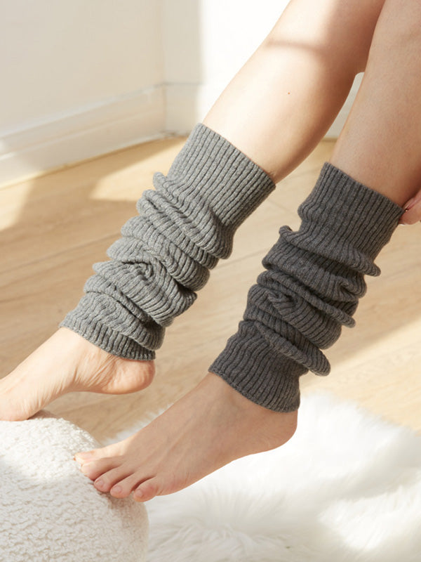 xakxx Knitted Solid Color Leg Warmers Accessories