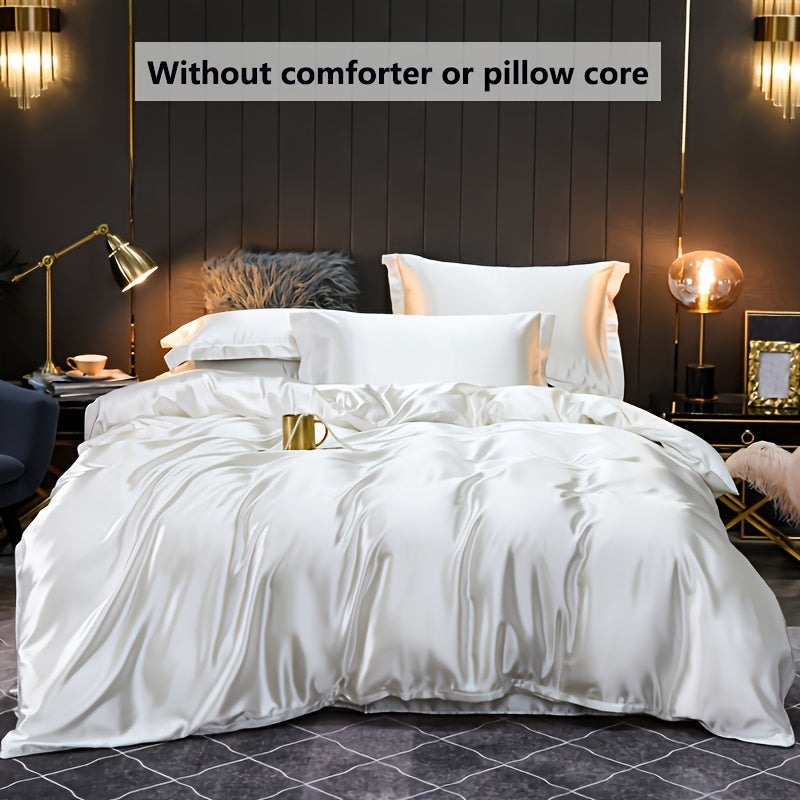 3pcs Luxury Soft Satin Duvet Cover Set - Breathable, Sweat-wicking, Skin-friendly, and Comfortable - Perfect for Bedroom and Living Room, Machine Washable, Easy Care