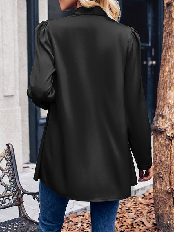 xakxx Long Sleeves Loose Solid Color Collarless Outerwear