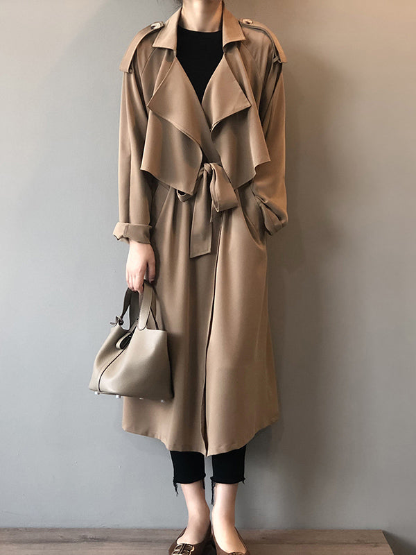xakxx Khaki&Black Vintage Notched Collar Thin Trench Coat
