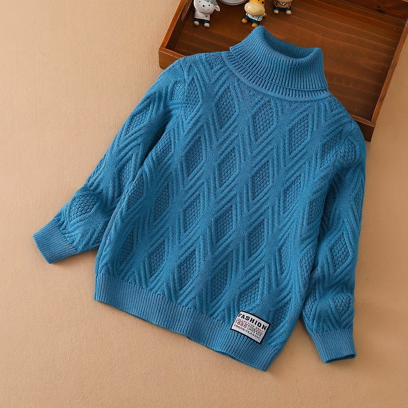 KUYEEBEAR Boys Casual Turtleneck Long Sleeve Knit Pullover Sweater For Fall/Winter