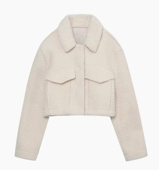 xakxx Winter New Fur Blend Coat Women Laple Loose Pocket Long Sleeve Warm Trick Fashion Coats Female