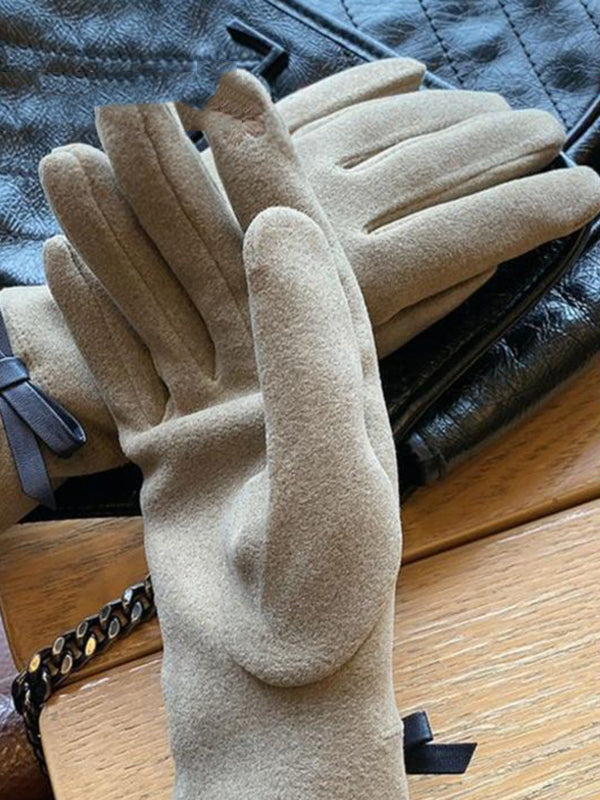 xakxx Bow-Embellished Split-Joint Gloves