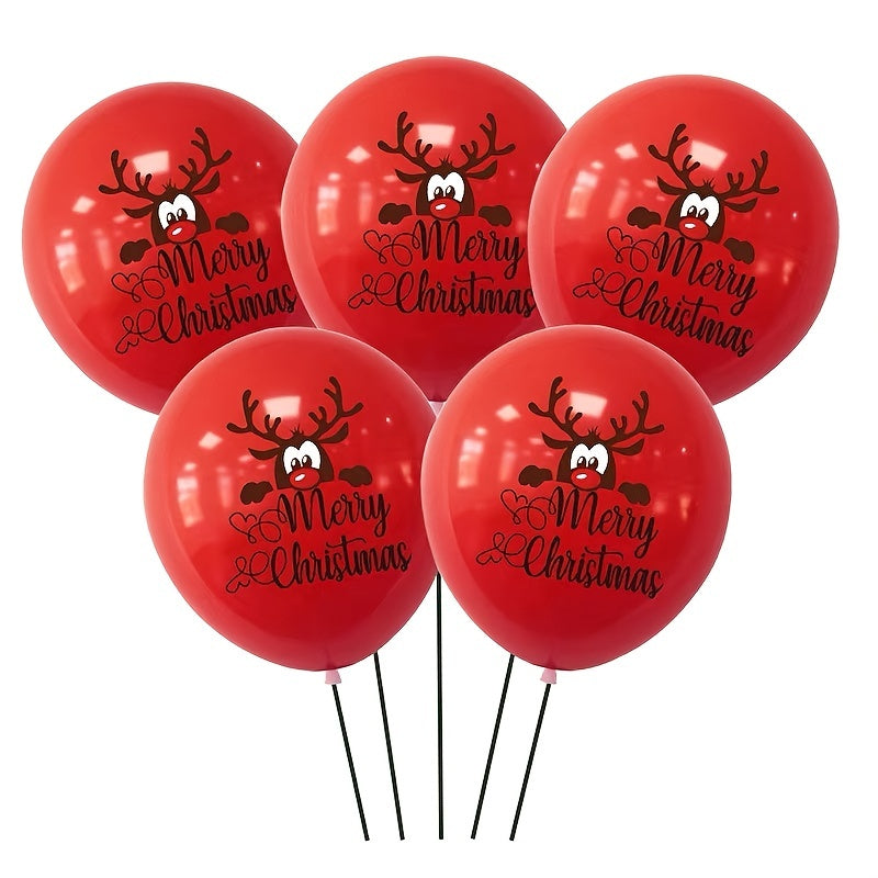 30pcs Red Reindeer Santa Claus Balloons Set - 10 Inch Merry Christmas Balloons for Christmas Party Decorations, Holiday Xmas Balloons