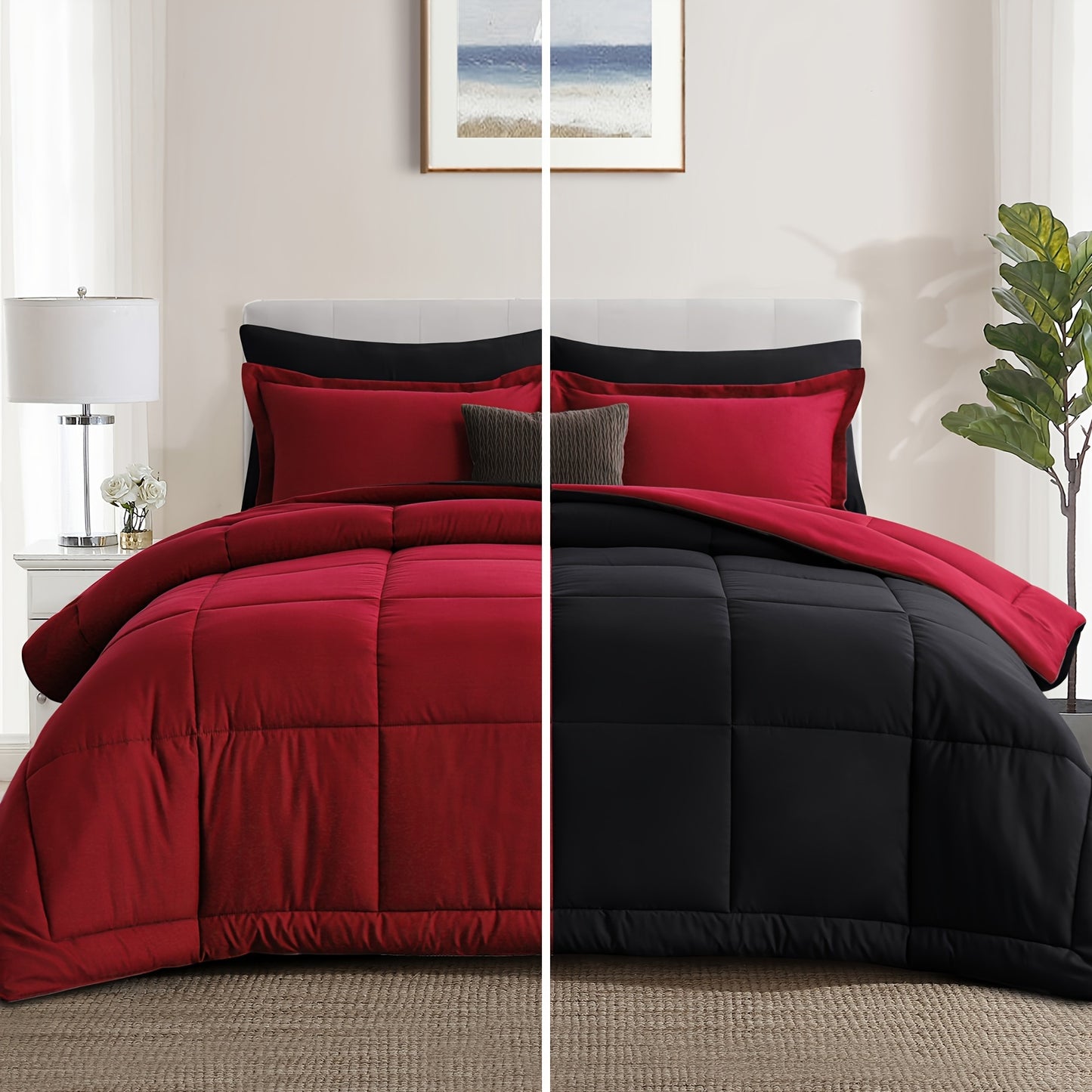 2/3pcs Luxurious Reversible Down Alternative Comforter Set - Ultra Soft, Lightweight, and Breathable for All Seasons - Includes 1 Pillow Sham, Hypoallergenic, Easy Care, and Machine Washable