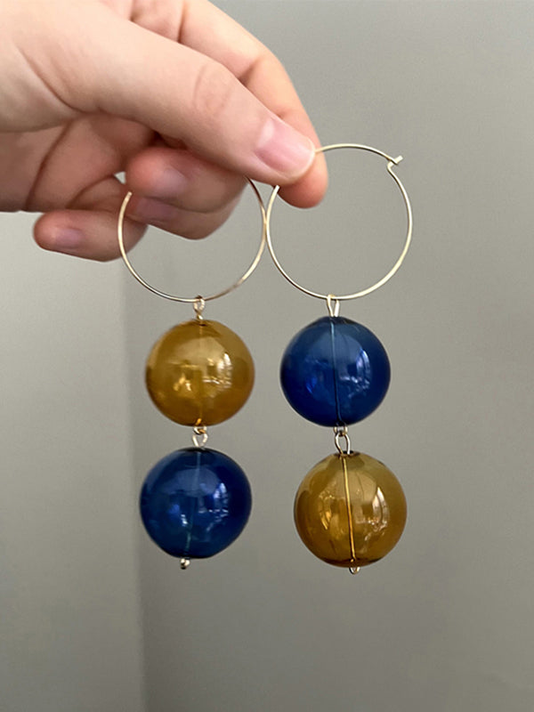 xakxx Stylish Contrast Color Geometric Earrings Accessories