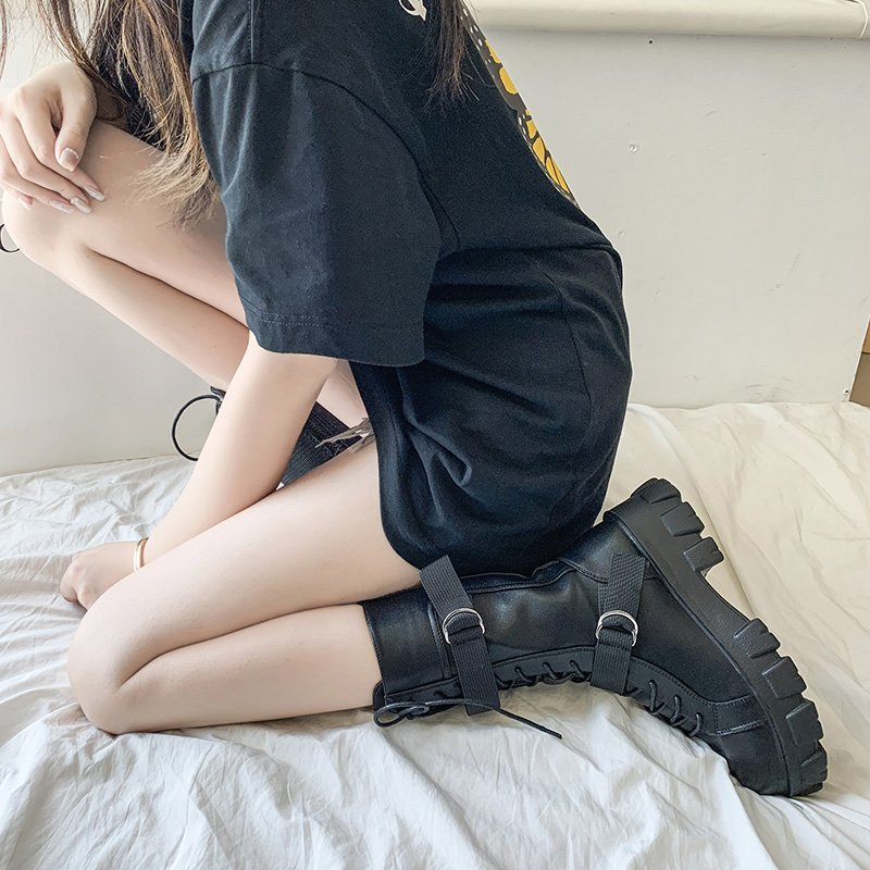 Purpdrank - Women's Shoes New Spring Style Platform Comfortable Boots Zipper Casual Mid-Calf Round Toe Flat with Boots Femmes Bottes