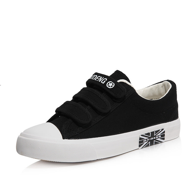 xakxx Large Wholesale Low-Top Velcro Women's Canvas Shoes Flat Solid Color Student Shoes Couple Union Flag Fashionable Ladies Shoes