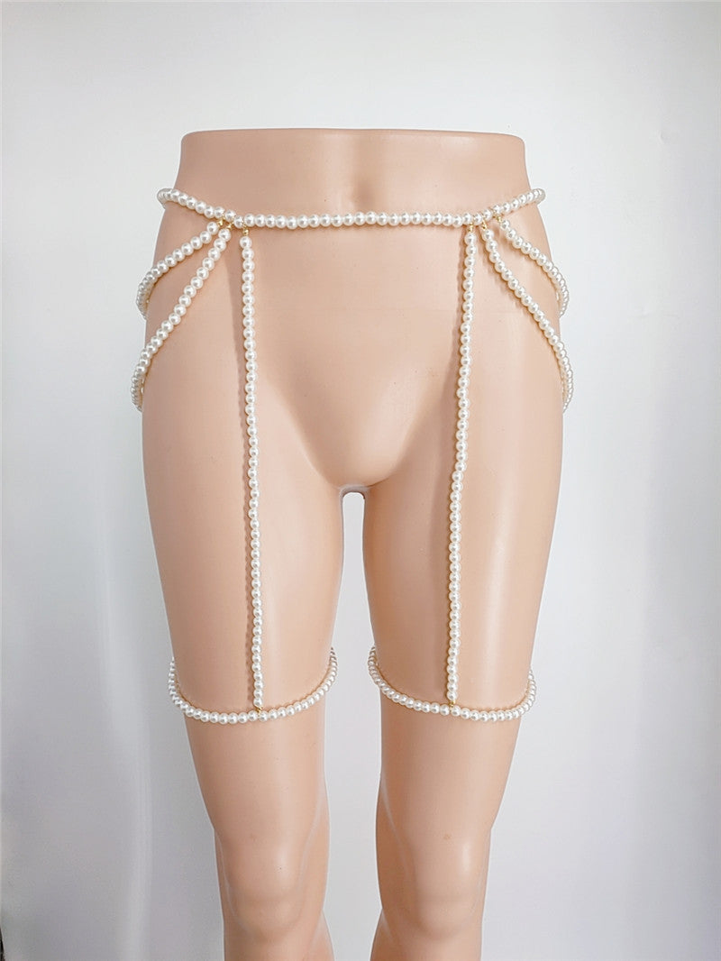 2025 Waist chain Popular trade supply factory straight hair wild pearl multi-layer waist chain thigh chain fb1641