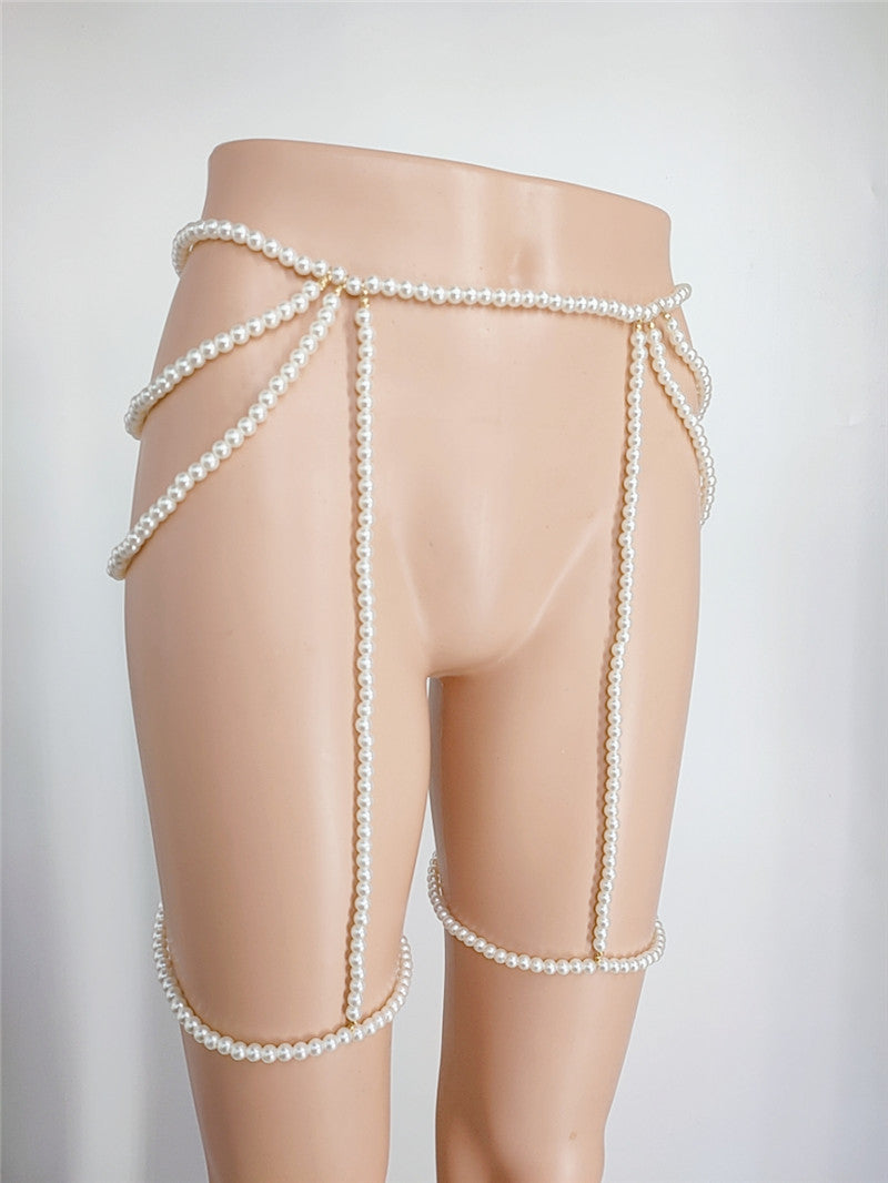 2025 Waist chain Popular trade supply factory straight hair wild pearl multi-layer waist chain thigh chain fb1641