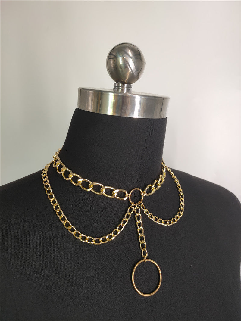 2025 FB1682 necklace factory direct hair Popular trade supply ring pendant fringed double necklace neck jewelry