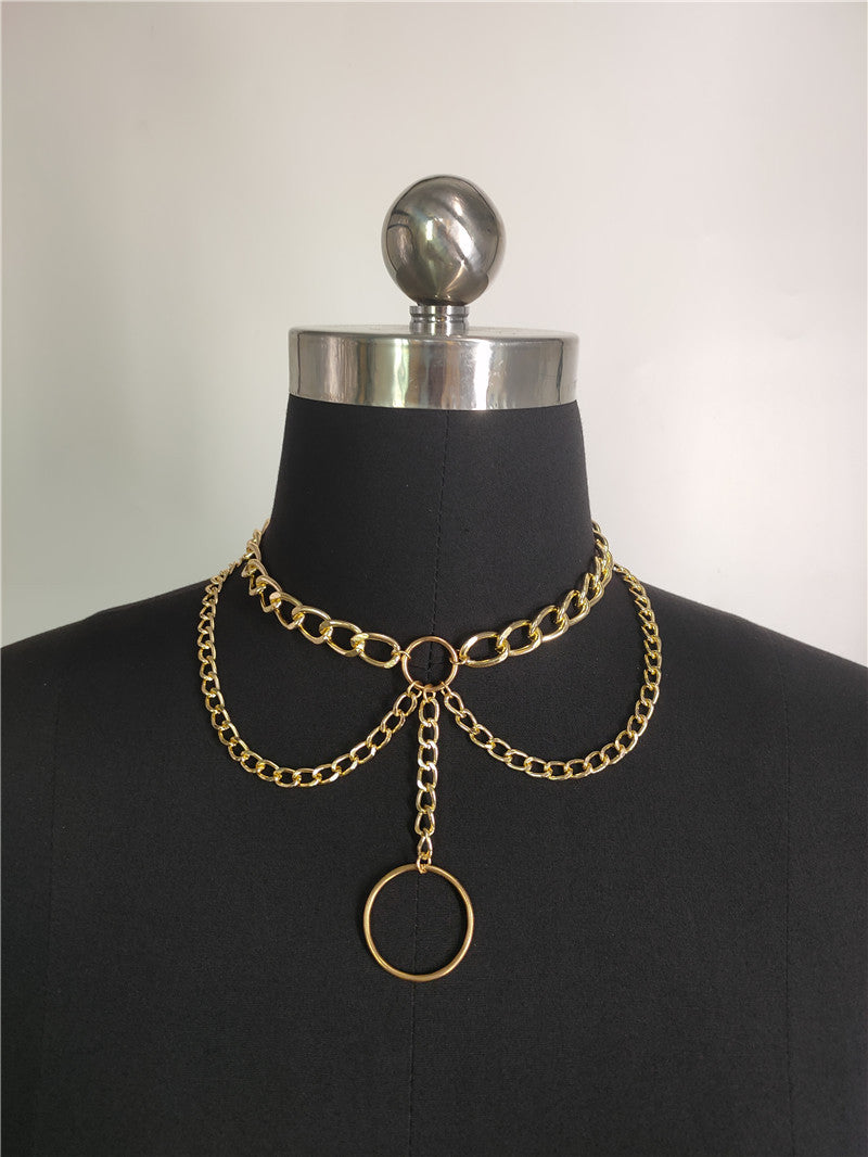 2025 FB1682 necklace factory direct hair Popular trade supply ring pendant fringed double necklace neck jewelry
