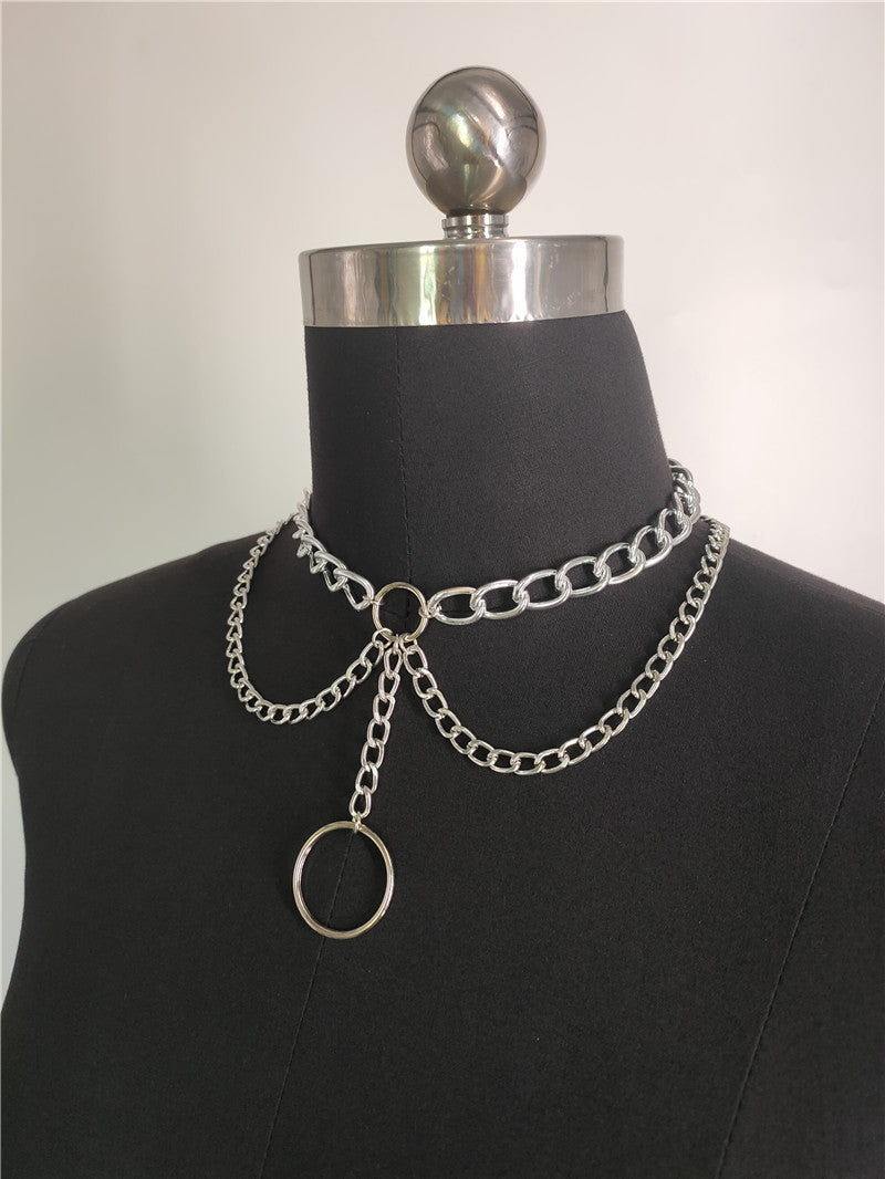 2025 FB1682 necklace factory direct hair Popular trade supply ring pendant fringed double necklace neck jewelry