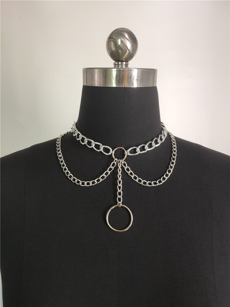 2025 FB1682 necklace factory direct hair Popular trade supply ring pendant fringed double necklace neck jewelry