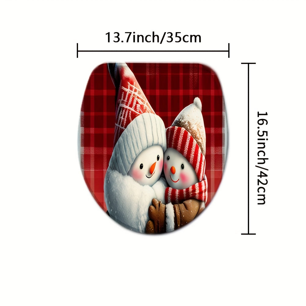 1pc, Ultra Soft and Non-Slip Christmas Snowman Bathroom Rugs Set - Perfect for Bathroom/Shower - Machine Washable - Absorbent Bath Mat Carpets - U-Shaped Contour Rug - Bathroom Supplies
