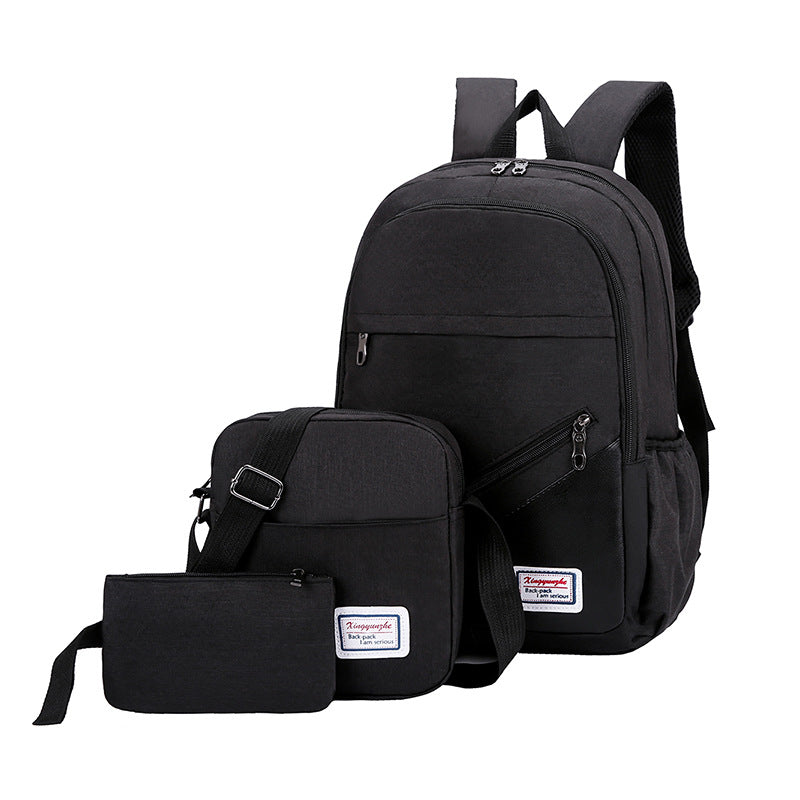 Computer Backpack Trendy College Students' Backpack Men's Casual Business Large Capacity Travel Bag Three-Piece Backpack