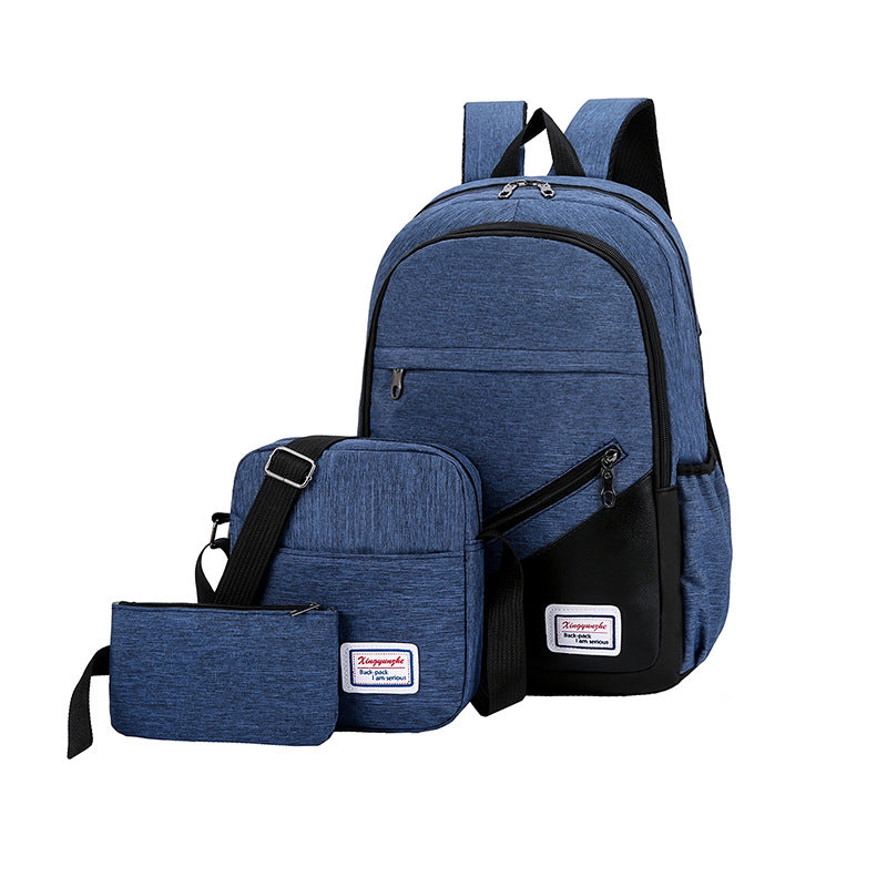 Computer Backpack Trendy College Students' Backpack Men's Casual Business Large Capacity Travel Bag Three-Piece Backpack
