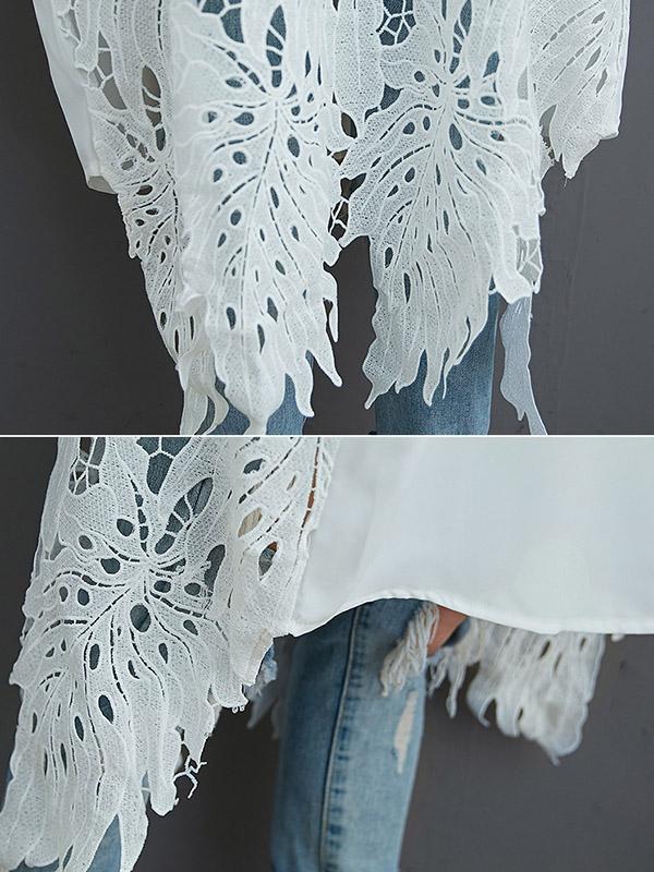 xakxx Loose Split-Joint Hollow Solid Long Blouse