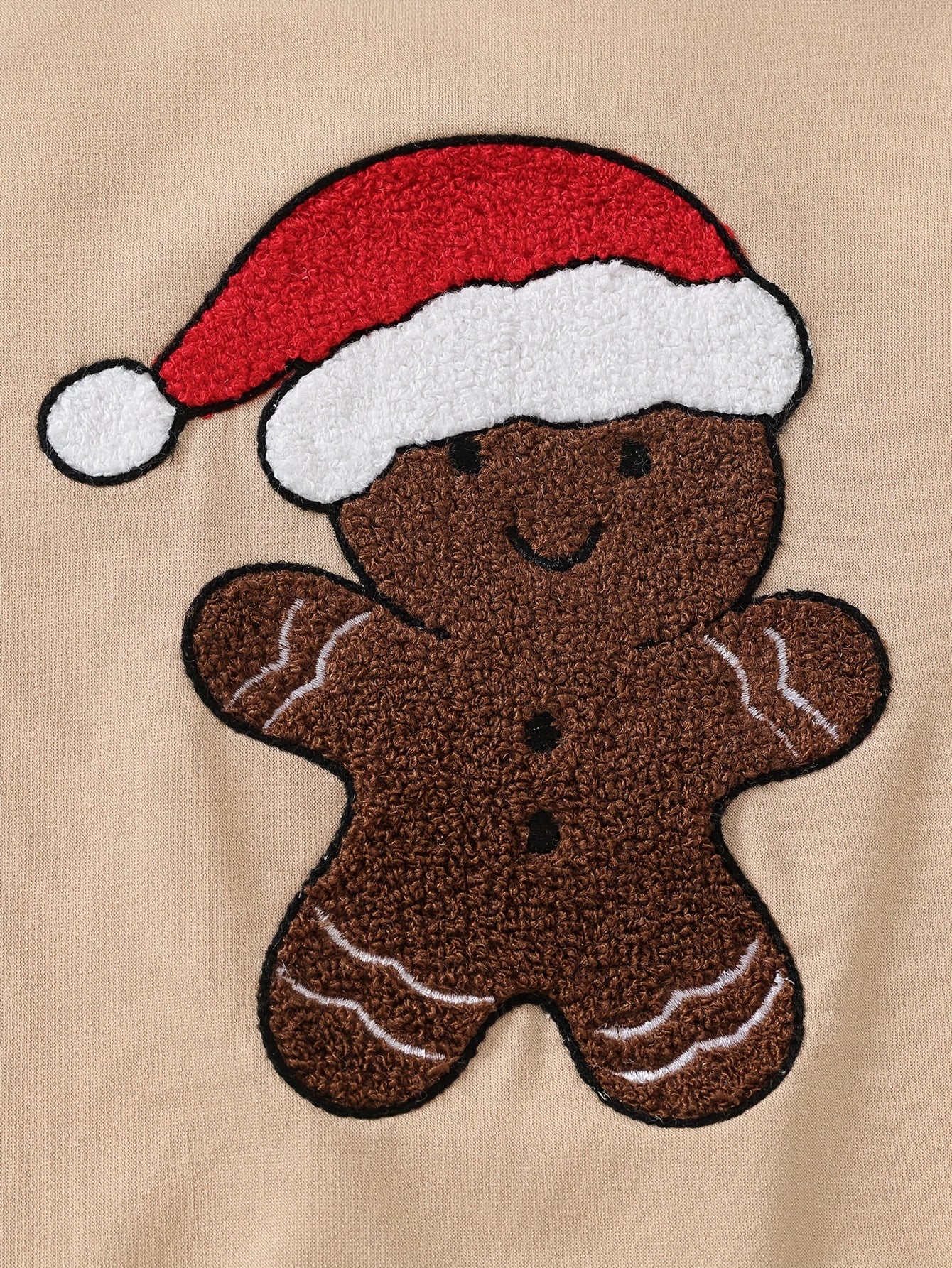 Christmas Gingerbread Man Embroidery Baby Bodysuit - Casual Crew Neck Long Sleeve Sweatshirt Onesie with Slight Stretch, 95% Polyester 5% Spandex Knit Fabric, All-Season Infant & Toddler Romper, For Outdoor
