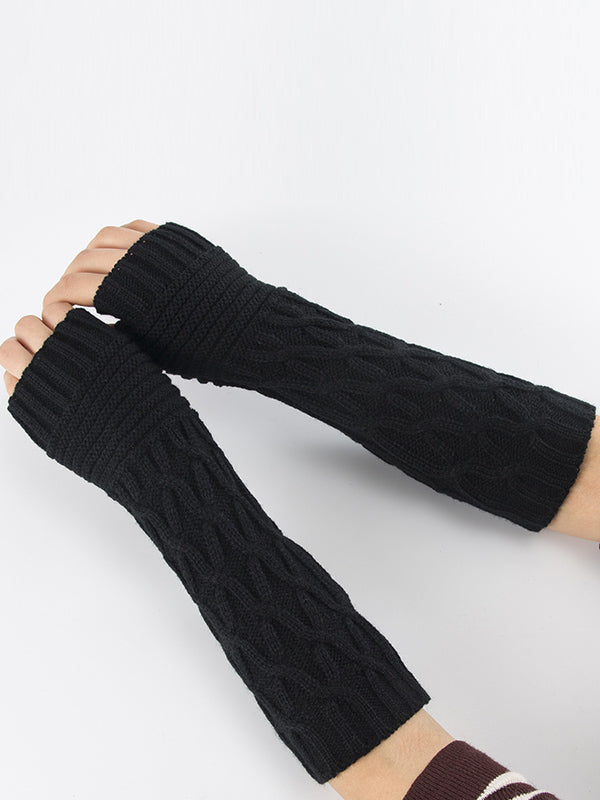 xakxx Solid Color Keep Warm Jacquard Knitted Sleevelet