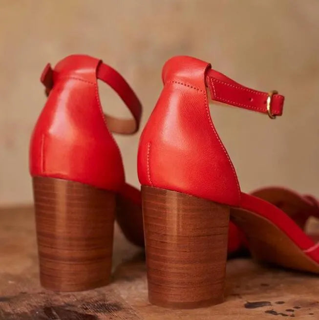 European and American style summer new products, foreign trade high heels, thick heels, buckle strap sandals, large size