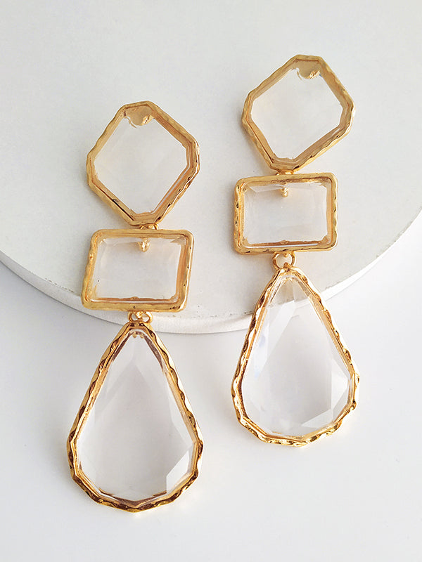 xakxx Geometric Split-Joint Drop Earrings
