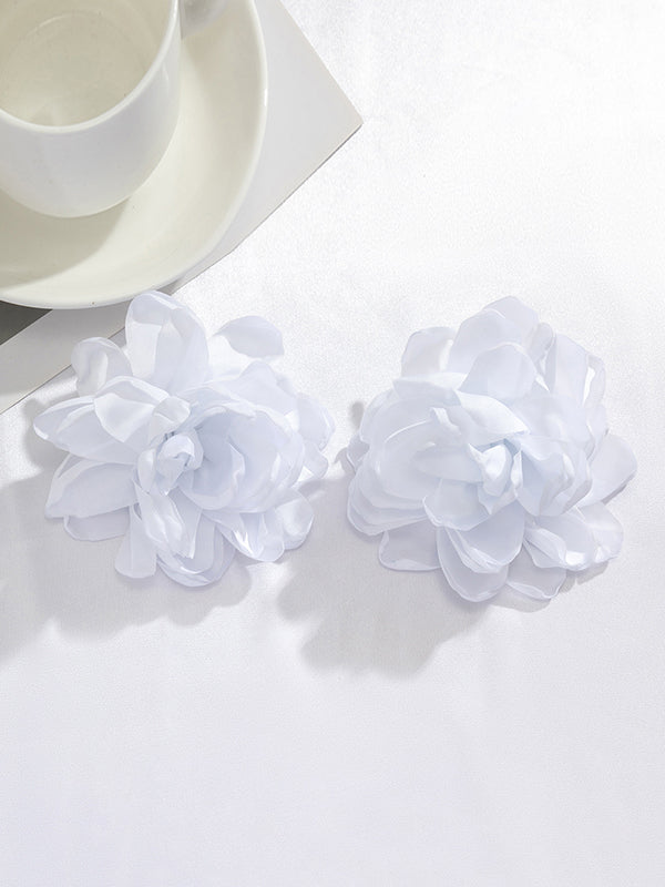 xakxx Solid Color Three-Dimensional Flower Drop Earrings