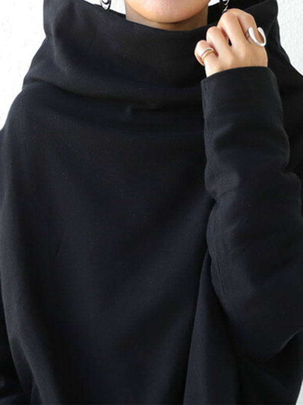 xakxx Urban Black&Gray High-Neck Long Sleeve Oversize T-Shirt