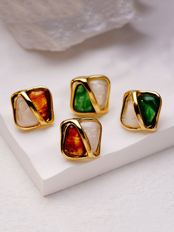 xakxx Contrast Color Geometric Earrings Accessories