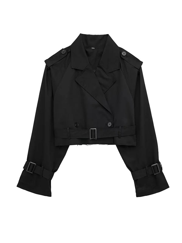 xakxx Long Sleeves Loose Split-Joint Lapel Jackets