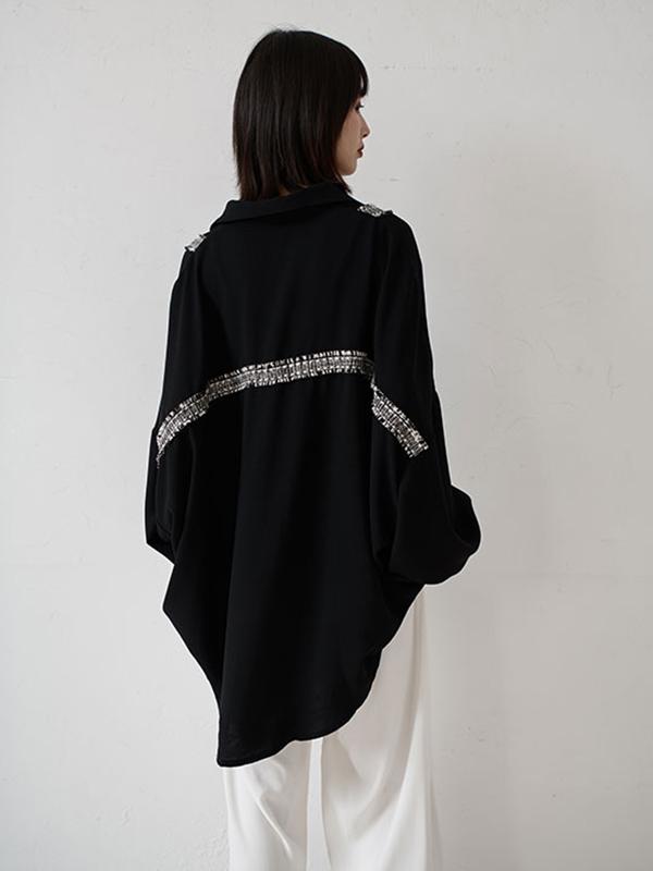 xakxx Loose Cropped Black Light Shirts Blouses