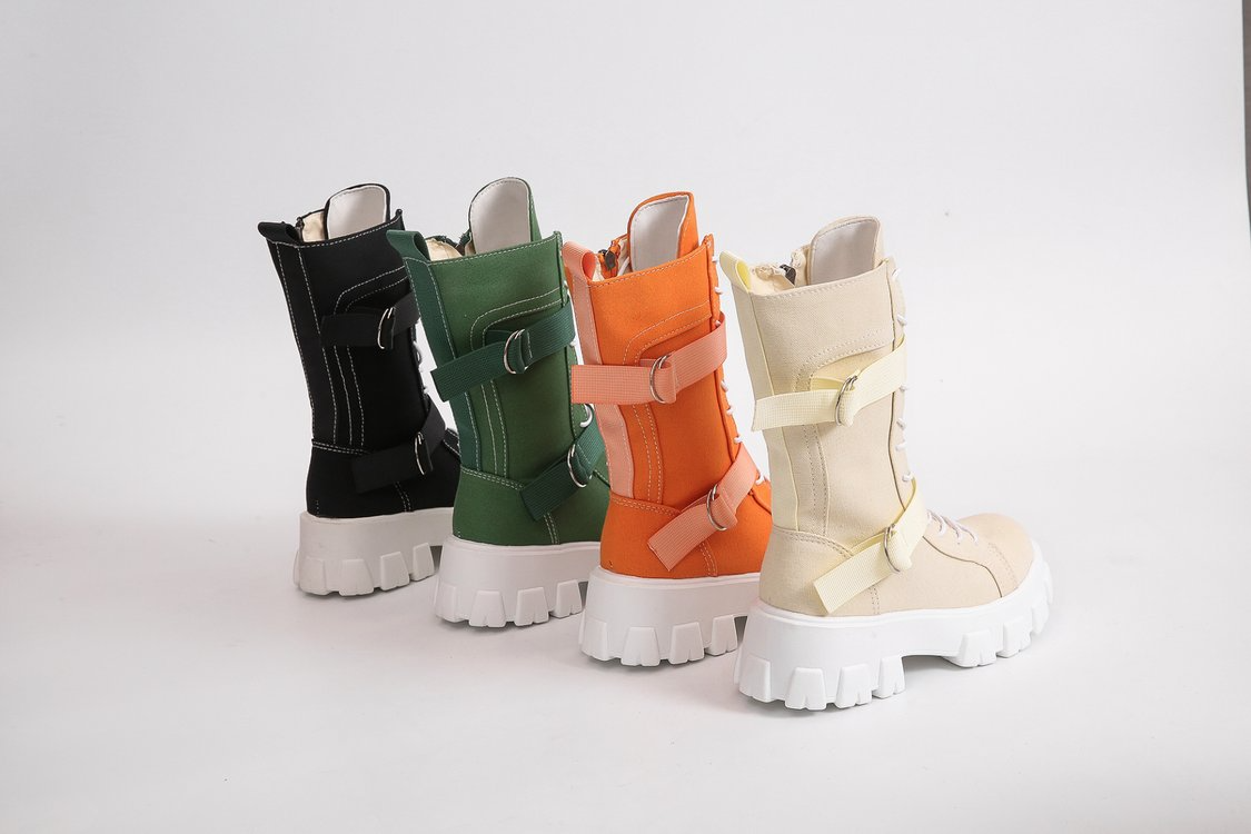 Purpdrank - Women's Shoes New Spring Style Platform Comfortable Boots Zipper Casual Mid-Calf Round Toe Flat with Boots Femmes Bottes