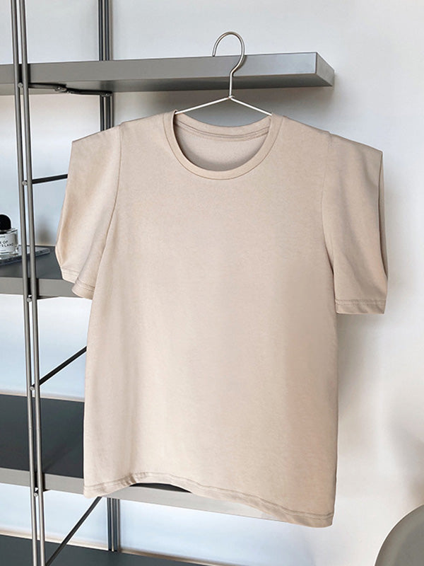 xakxx Original Puff Sleeve Round-Neck Casual T-Shirts