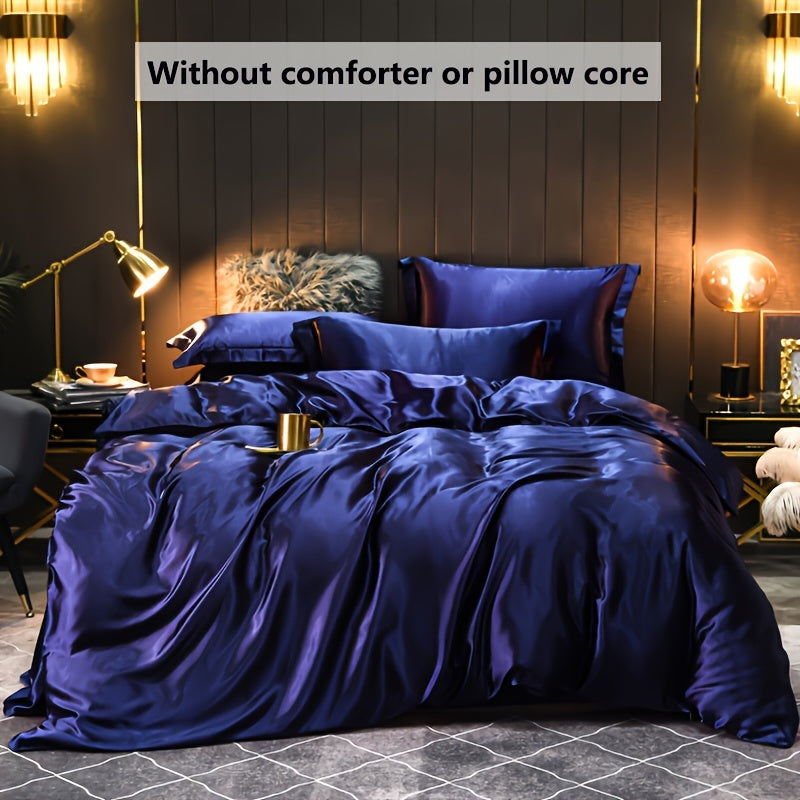 3pcs Luxury Soft Satin Duvet Cover Set - Breathable, Sweat-wicking, Skin-friendly, and Comfortable - Perfect for Bedroom and Living Room, Machine Washable, Easy Care