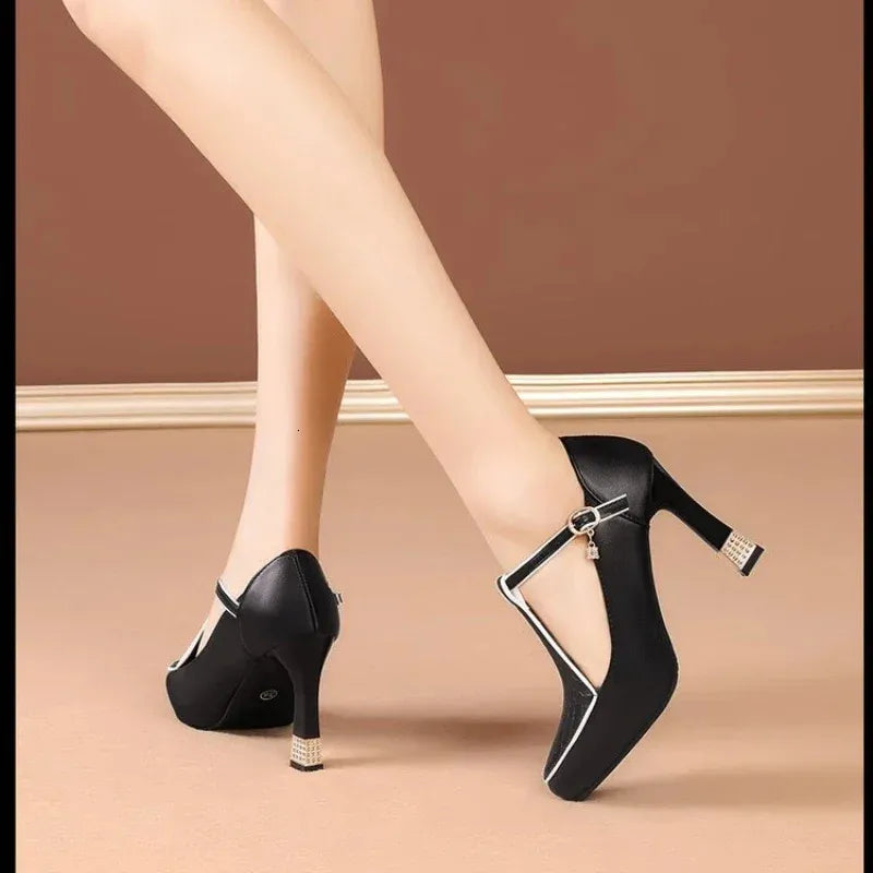 95Sexy Midheel Pointy Party Summer Fashion Dress Elegant Shoes for Skinny Heel High Women 240620