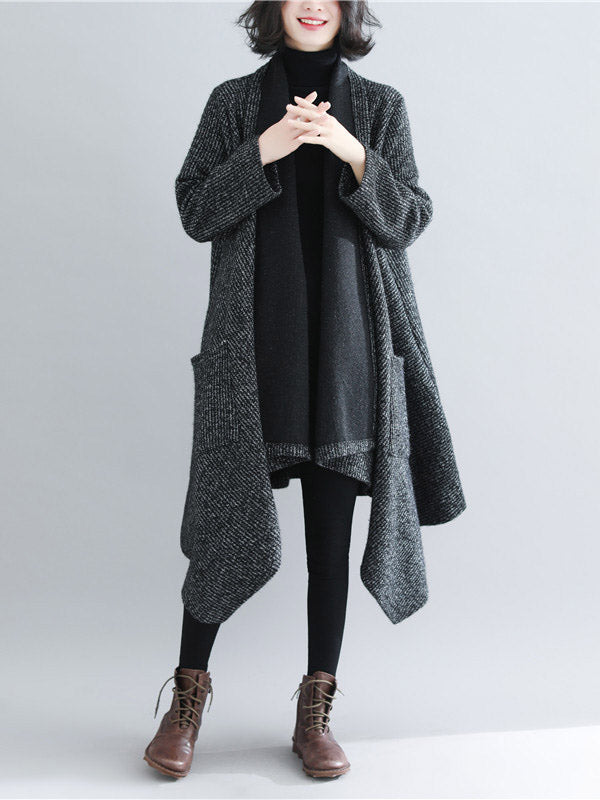xakxx Thicken Gray Long Sleeve Coat Outerwear