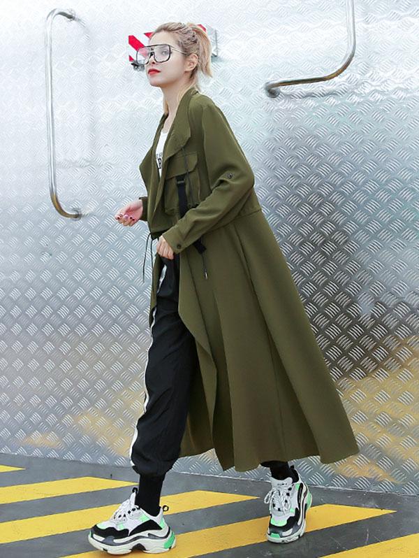 xakxx Light Loose Solid Trench Coat