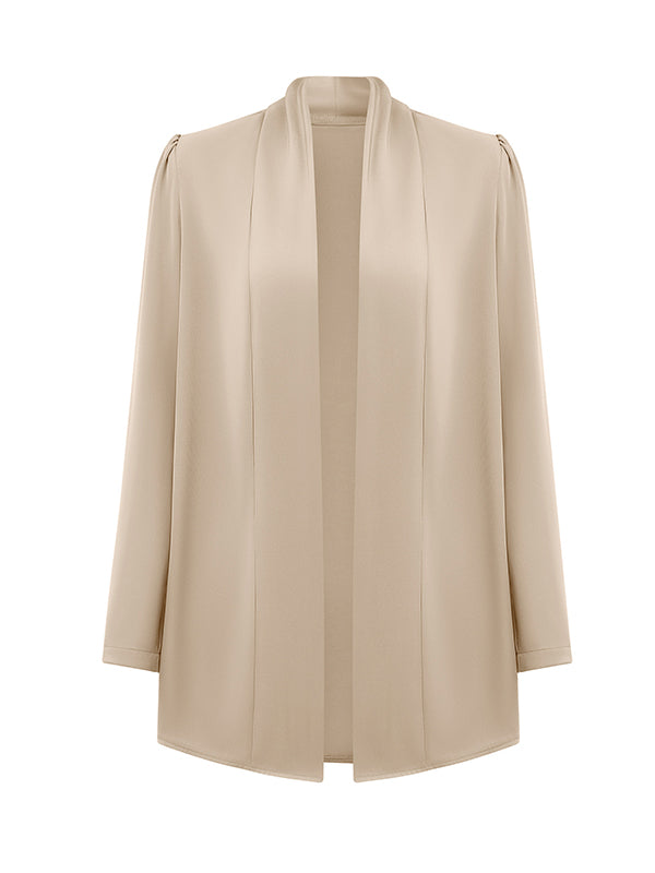 xakxx Long Sleeves Loose Solid Color Collarless Outerwear
