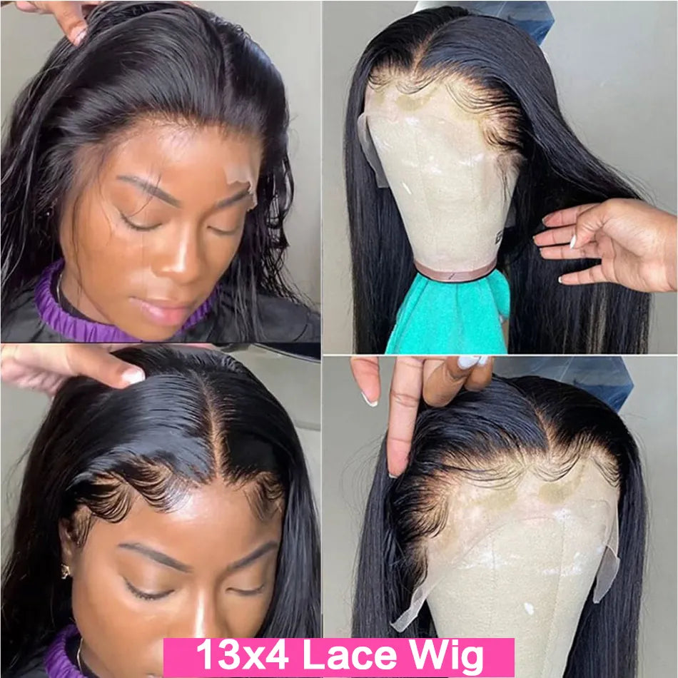 40 Inch Dark Purple Colored Straight Lace Front Human Hair Wigs for Black Women 180% Transparent 360 Lace Frontal Wig Preplucked