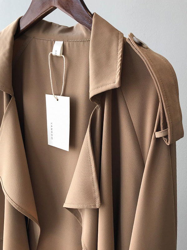 xakxx Khaki&Black Vintage Notched Collar Thin Trench Coat