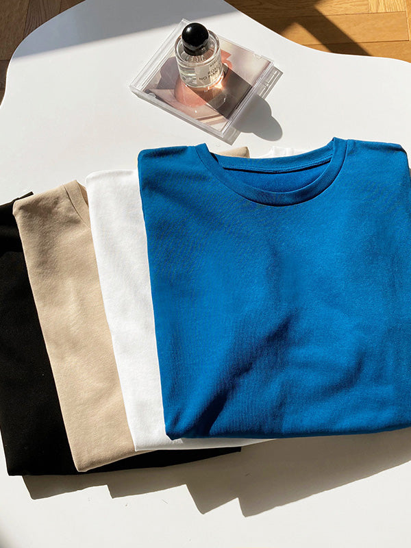 xakxx Original Puff Sleeve Round-Neck Casual T-Shirts