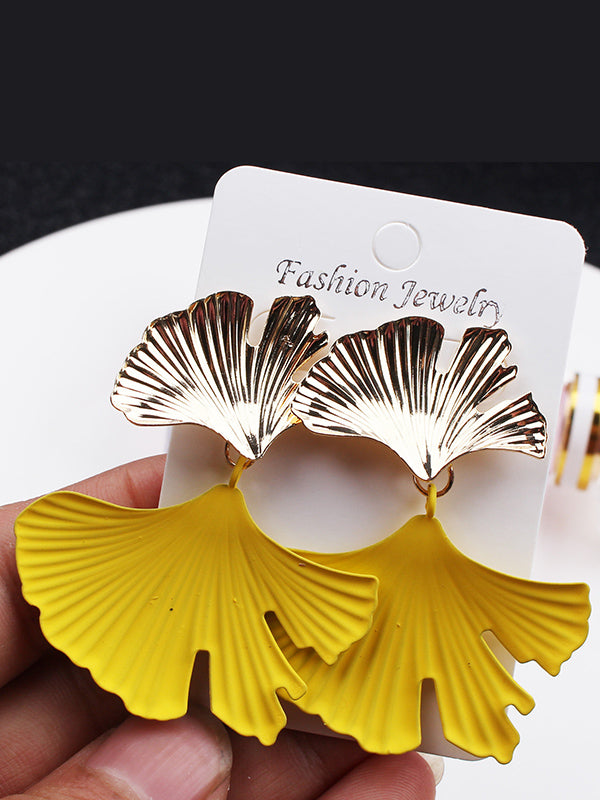 xakxx Geometric Leaves Shape Drop Earrings