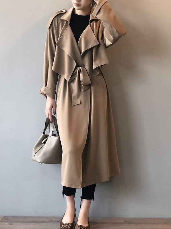 xakxx Khaki&Black Vintage Notched Collar Thin Trench Coat