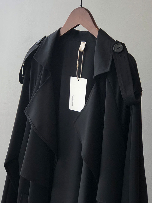 xakxx Khaki&Black Vintage Notched Collar Thin Trench Coat