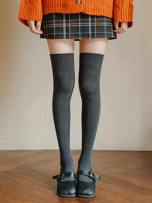 xakxx Casual Skinny Leg Solid Color Stockings Accessories