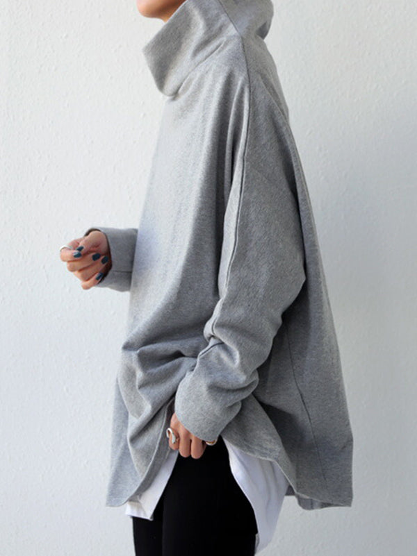 xakxx Urban Black&Gray High-Neck Long Sleeve Oversize T-Shirt