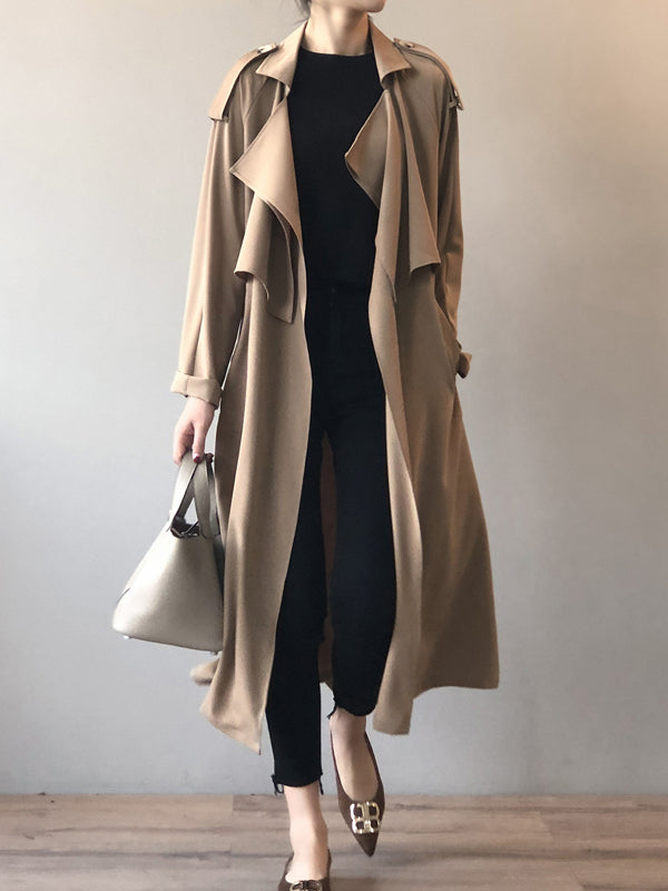 xakxx Khaki&Black Vintage Notched Collar Thin Trench Coat