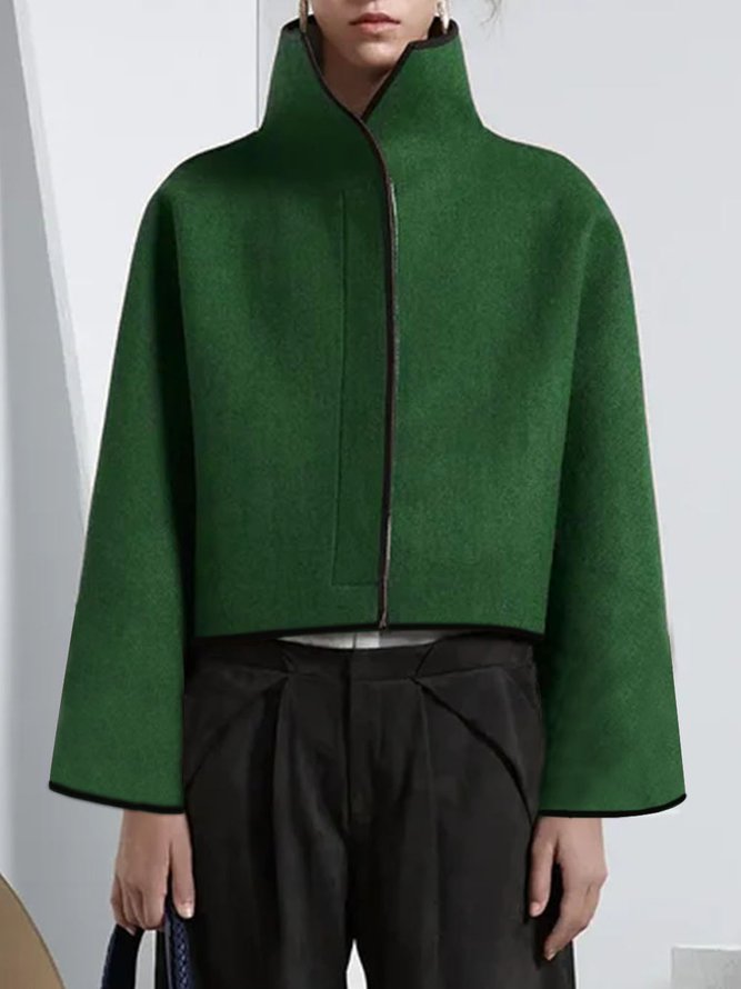 xakxx Vintage Loose Solid Color Stand Collar Jackets
